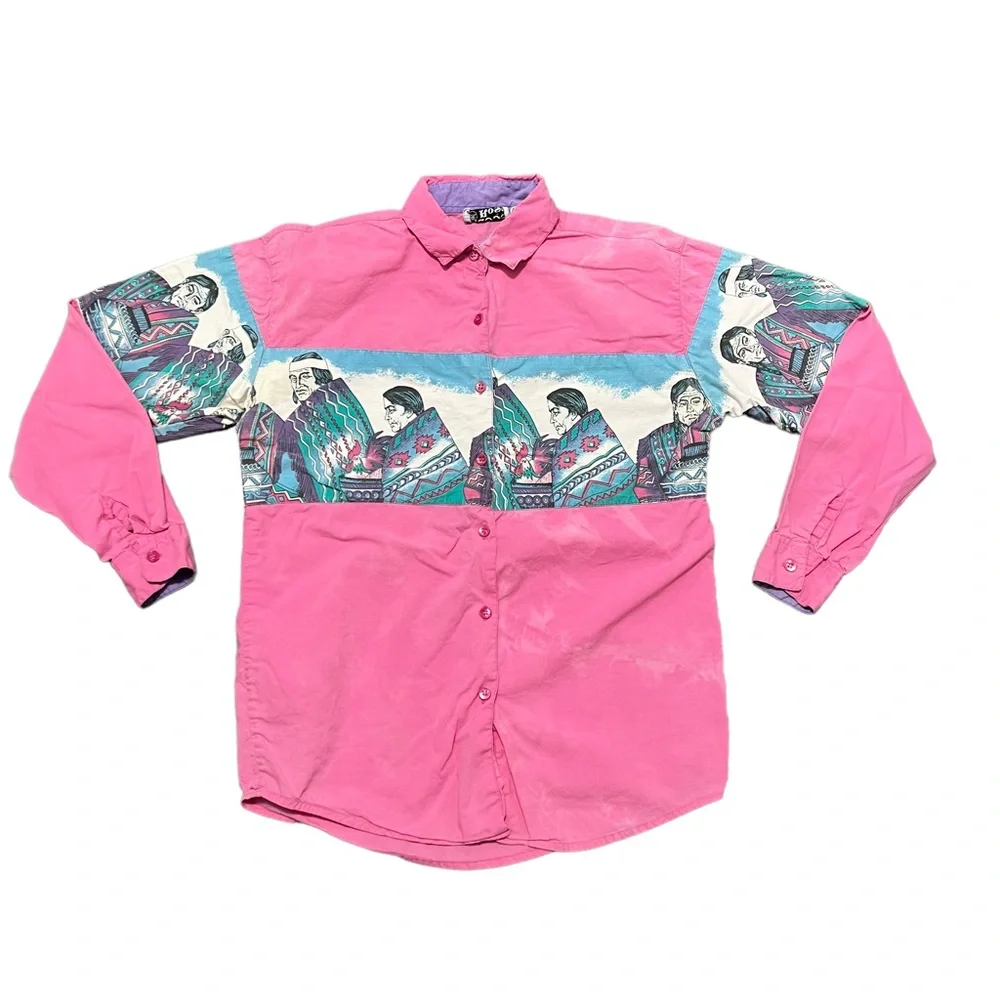 Vintage 90s Adobe Rose Native American Western Shirt - Picture 1 of 6